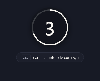 A contagem de 3 segundos antes de gravar